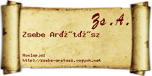 Zsebe Arétász névjegykártya